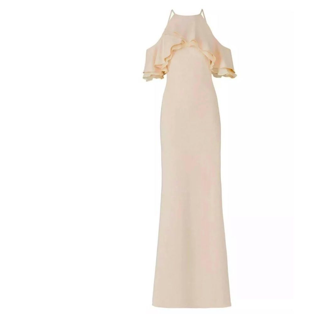 Badgley Mischka nude pink formal gown